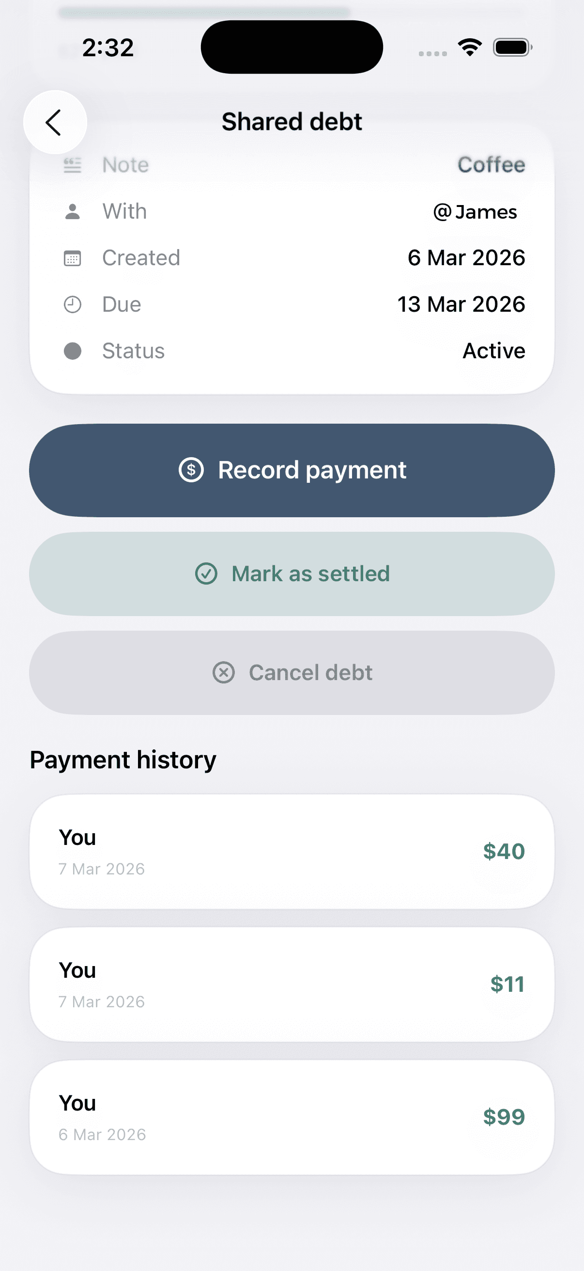 Payment History